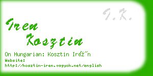 iren kosztin business card